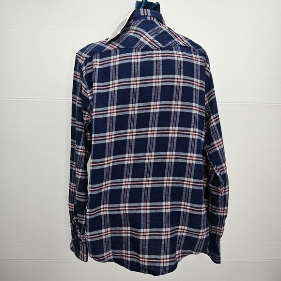 Jachs Girlfriend Shirt Medium Flannel Snap Front Long Sleeve Blue Plaid BEA NWT - Picture 9 of 9
